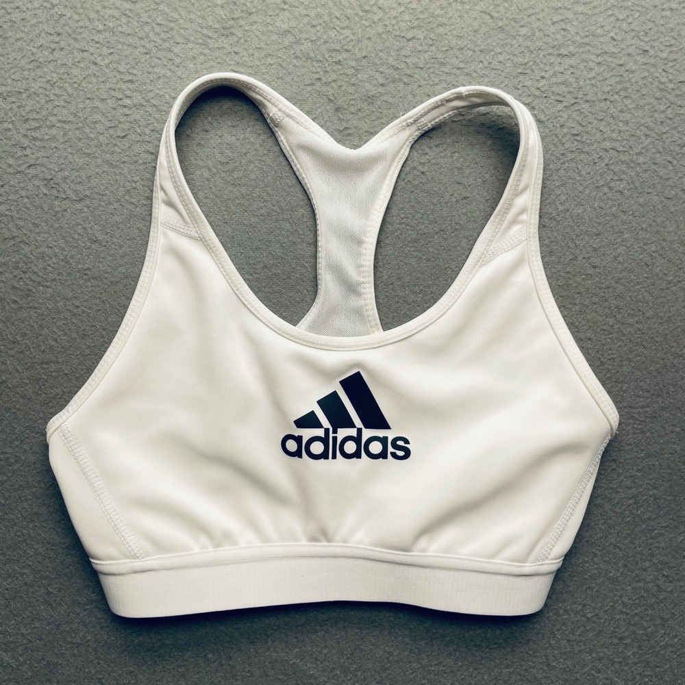 Adidas Women Sports Bra White Polyester Blend S Athleisure GH4790